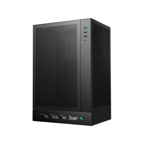 DeepCool Számítógépház - CH170 DIGITAL (Mini-ITX, 2xUSB3.0, Type-C, fekete)