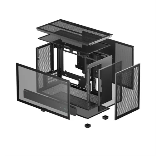 DeepCool Számítógépház - CH260 (fekete, Mini-ITX/Micro ATX (BTF), 2xUSB3.0, Type-C, fekete)