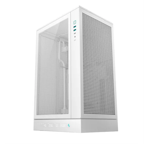 DeepCool Számítógépház - CH270 DIGITAL WH (fekete, Mini-ITX/Micro-ATX (BTF), 2xUSB3.0, Type-C, fehér)