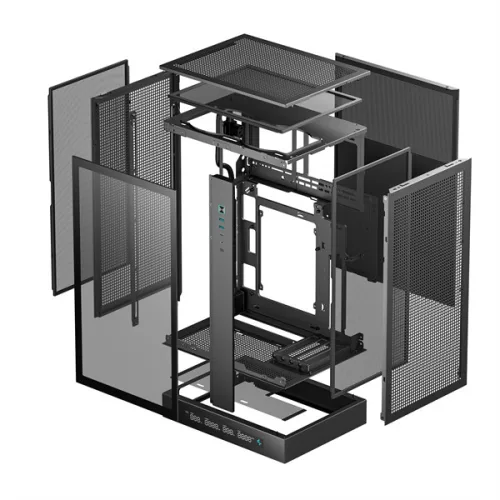 DeepCool Számítógépház - CH270 DIGITAL (fekete, Mini-ITX/Micro-ATX (BTF), 2xUSB3.0, Type-C, fekete)