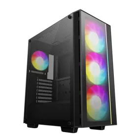   DeepCool Számítógépház - MATREXX55 V4 C (fekete, ablakos, 3x14cm + 1x12cm A-RGB venti, ATX, 1xUSB3.0, Type-C)
