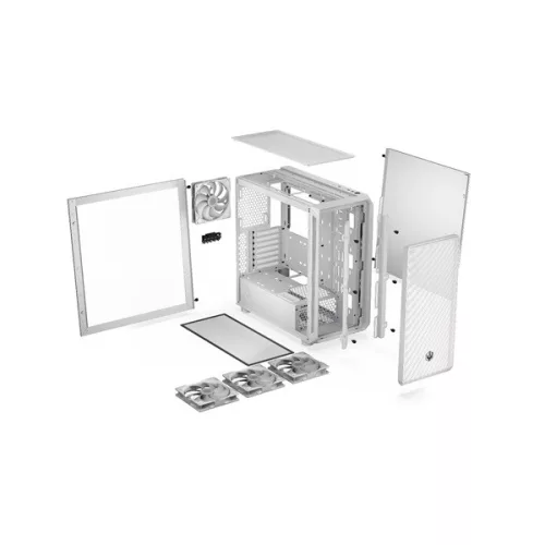 Endorfy Számítógépház - Arx 700 White ARGB (ATX /micro ATX/ITX, 1xUSB-C, 2xUSB3.0, 4x14cm LED ventilátor, ablak, fehér)
