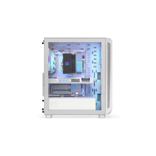Endorfy Számítógépház - Arx 500 White ARGB (ATX/micro ATX/ITX, 1xUSB-C, 2xUSB3.0, 4x14cm LED ventilátor, ablakos, fehér)