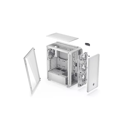 Endorfy Számítógépház - Arx 500 White ARGB (ATX/micro ATX/ITX, 1xUSB-C, 2xUSB3.0, 4x14cm LED ventilátor, ablakos, fehér)