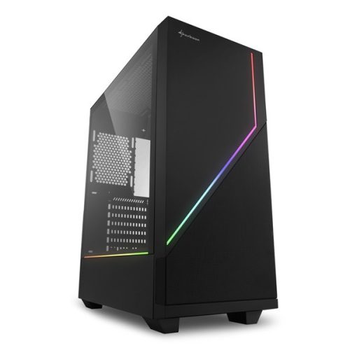 Sharkoon Számítógépház - RGB FLOW (fekete; ATX,mATX; alsó táp; 1x120mm v.; 2xUSB3.0, 1xUSB2.0, I/O)