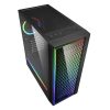 Sharkoon Számítógépház - LIT 200 (fekete; üveg oldal; alsó táp; ATX; 4x120mm RGB; 2xUSB3.0; 1xUSB2.0; I/O)