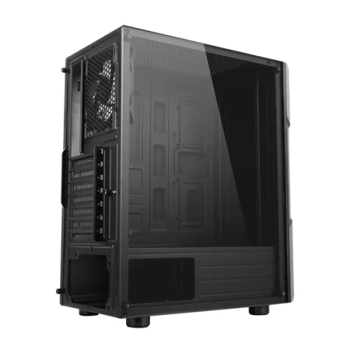 Spirit of Gamer Számítógépház - CLONE 3 Black (fekete, ablakos, 2x12cm ventilátor, alsó táp,  ATX, 1xUSB3.0, 2xUSB2.0)