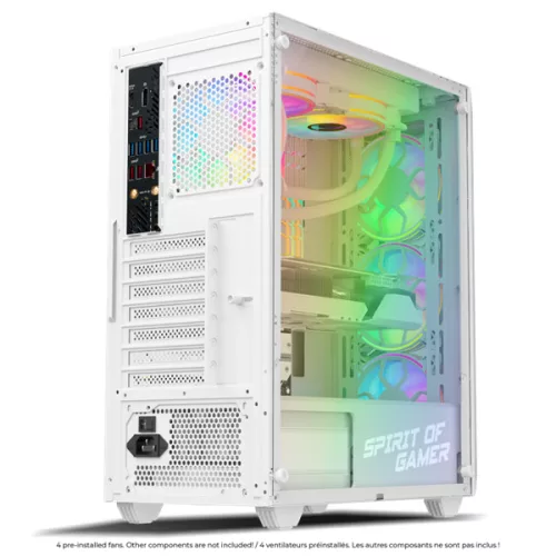 Spirit of Gamer Számítógépház - REBEL NX White (fekete, ablakos, 4x12cm ventilátor, alsó táp,  ATX, 1xUSB3.0, 2xUSB2.0)