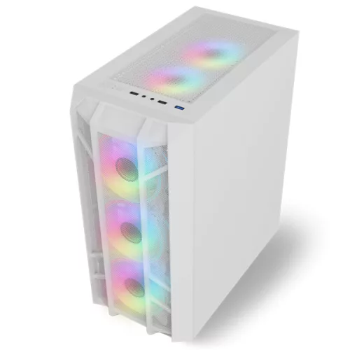 Spirit of Gamer Számítógépház - REBEL NX White (fekete, ablakos, 4x12cm ventilátor, alsó táp,  ATX, 1xUSB3.0, 2xUSB2.0)