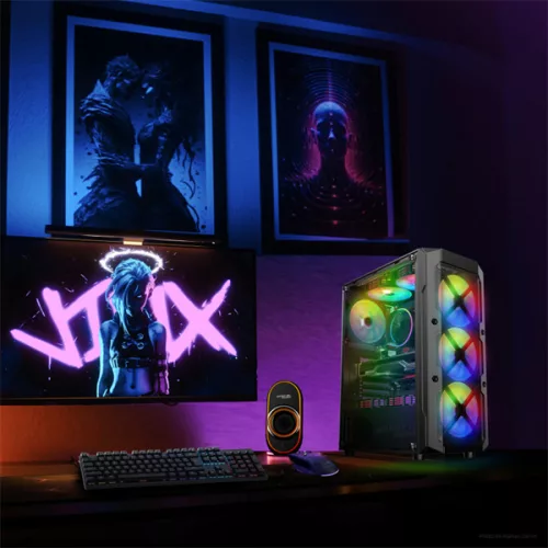 Spirit of Gamer Számítógépház - REBEL XT Black (fekete, ablakos, 4x12cm ventilátor, alsó táp,  ATX, 1xUSB3.0, 2xUSB2.0)