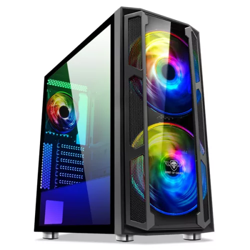 Spirit of Gamer Számítógépház - GHOST 5 RGB (fekete, ablakos, 2x20cm, 2x12cm ventilátor, ATX, mATX, 2xUSB3.0, 1xUSB2.0)