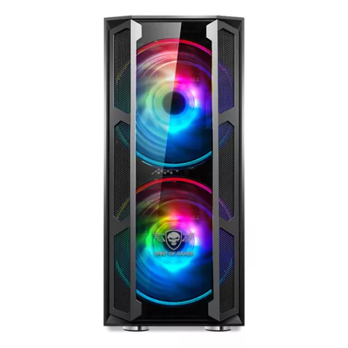 Spirit of Gamer Számítógépház - GHOST 5 RGB (fekete, ablakos, 2x20cm, 2x12cm ventilátor, ATX, mATX, 2xUSB3.0, 1xUSB2.0)
