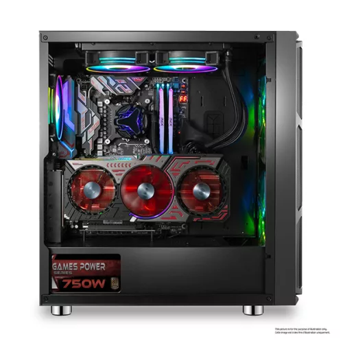 Spirit of Gamer Számítógépház - GHOST 5 RGB (fekete, ablakos, 2x20cm, 2x12cm ventilátor, ATX, mATX, 2xUSB3.0, 1xUSB2.0)