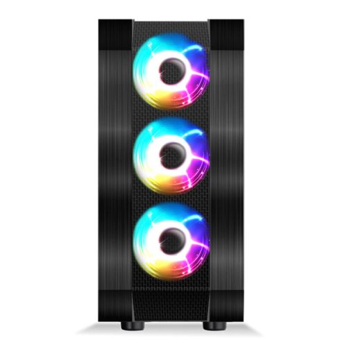 Spirit of Gamer Számítógépház - Rogue VI RGB (fekete, ablakos, 4x12cm ventilátor, alsó táp,  ATX, 1xUSB3.0, 2xUSB2.0)