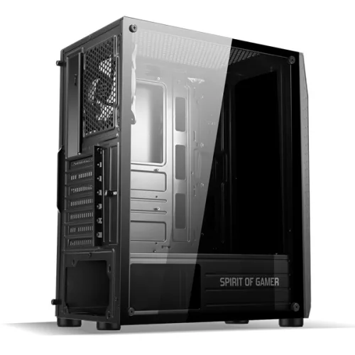 Spirit of Gamer Számítógépház - Rogue VI RGB (fekete, ablakos, 4x12cm ventilátor, alsó táp,  ATX, 1xUSB3.0, 2xUSB2.0)