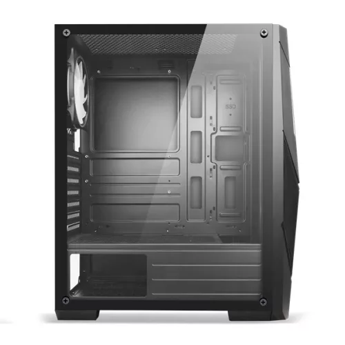 Spirit of Gamer Számítógépház - Rogue V RGB (fekete, ablakos, 2x12cm ventilátor, alsó táp,  ATX, 1xUSB3.0, 2xUSB2.0)