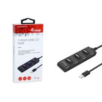   Equip-Life USB Hub - 128957 (7 Port, USB2.0, USB tápellátás, kompakt dizájn, fekete)