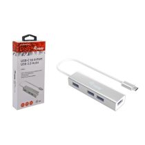   Equip-Life USB Hub - 128958 (USB-C 3.0, 4 Port, USB tápellátás, kompakt dizájn, ezüst)