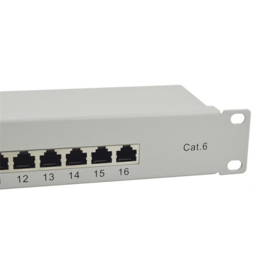 Equip Patch panel - 326317 (16 port, Cat6, árnyékolt, szürke)