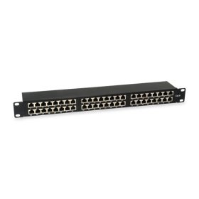   Equip Patch panel - 326449 (48 port, Cat6, 1U, árnyékolt, fekete)