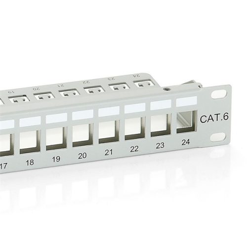 Equip Keystone Patch Panel - 767124 (24 port, 1U, árnyékolt, szürke)