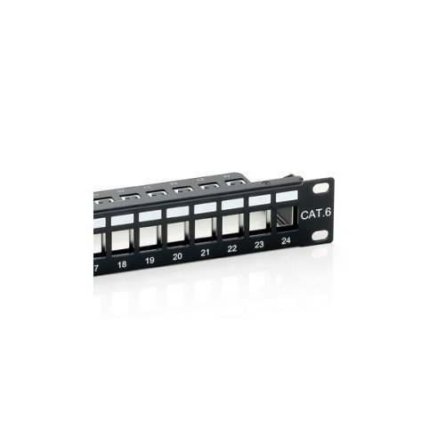Equip Keystone Patch Panel - 769124 (24 port, 1U, árnyékolt, fekete)