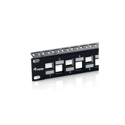 Equip Keystone Patch Panel - 769324 (24 port, 1U, árnyékolt, fekete)