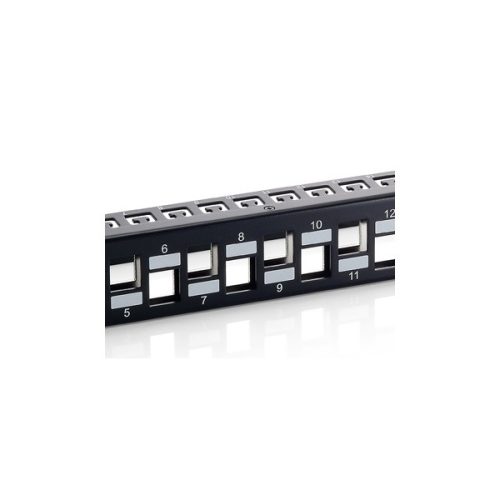 Equip Keystone Patch Panel - 769324 (24 port, 1U, árnyékolt, fekete)
