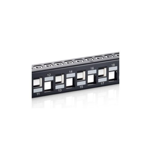 Equip Keystone Patch Panel - 769324 (24 port, 1U, árnyékolt, fekete)
