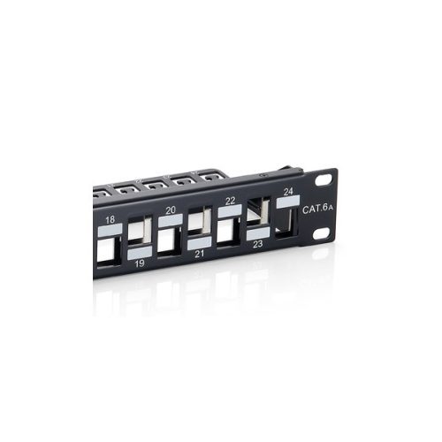 Equip Keystone Patch Panel - 769324 (24 port, 1U, árnyékolt, fekete)