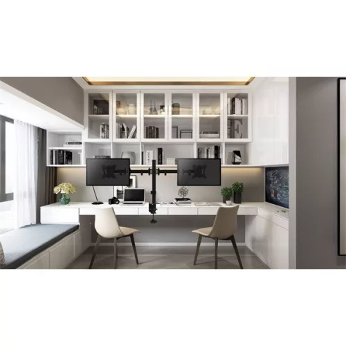 Equip Monitor Asztali konzol - 650152 (13"-27", 2 monitor, dönthető, forgatható, állítható magasság, Max.:2x9kg, fekete)