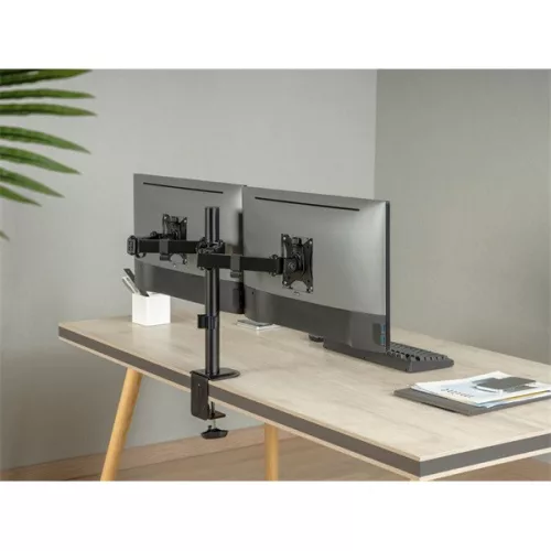 Equip Monitor Asztali konzol - 650157 (13"-32", 2 monitor, dönthető, forgatható, állítható magasság, Max.:2x9kg, fekete)