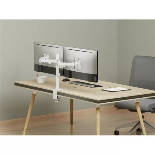 Equip Monitor Asztali konzol - 650167 (17"-32", 2 monitor, dönthető, forgatható, állítható magasság, Max.:2x9kg, fehér)