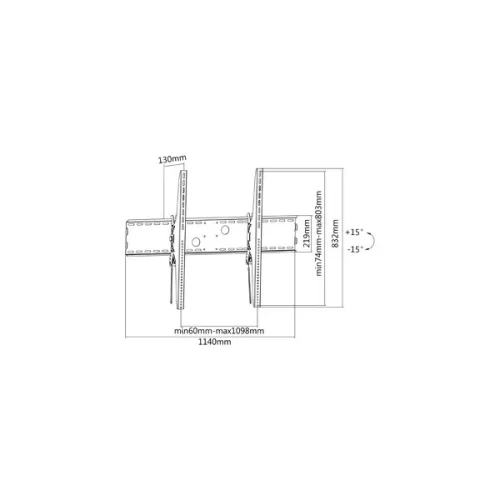 Equip TV Fali konzol - 650322  (60"-100", Max.: 100kg, dönthető, fekete)