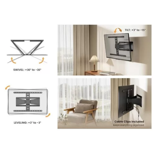 Equip TV Fali konzol - 650344 (43"-90", Max.: 50kg, dönthető, forgatható, fekete)