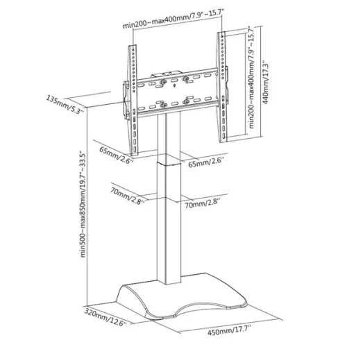 Equip Monitor Asztali állvány - 650610 (32"-65", 1 kijelző, motoros állítható magasság: 718-1068 mm, Max.:50kg, fekete)