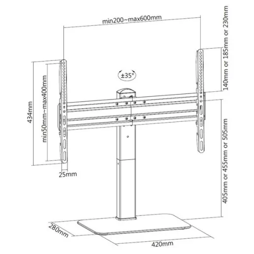 Equip TV/Monitor állvány - 650612 (37"-70", állítható magasság, forgatható, Max.:40kg, fekete)