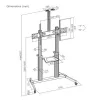 Equip TV állvány - 650631 (60"-100" álló, dönthető, állítható magasság, gurulós, Max.:100kg, fekete/ezüst)