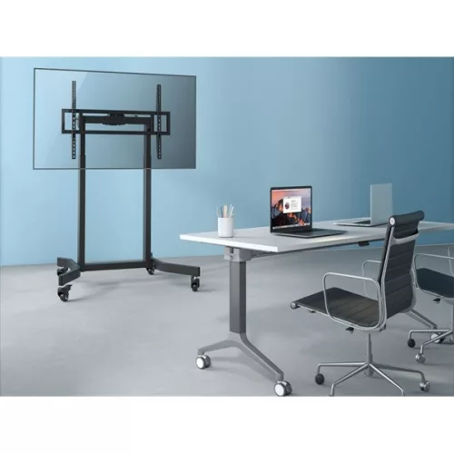 Equip TV állvány - 650632 (55"-100" álló, dönthető, állítható magasság, gurulós, motoros, Max.:120kg, fekete)