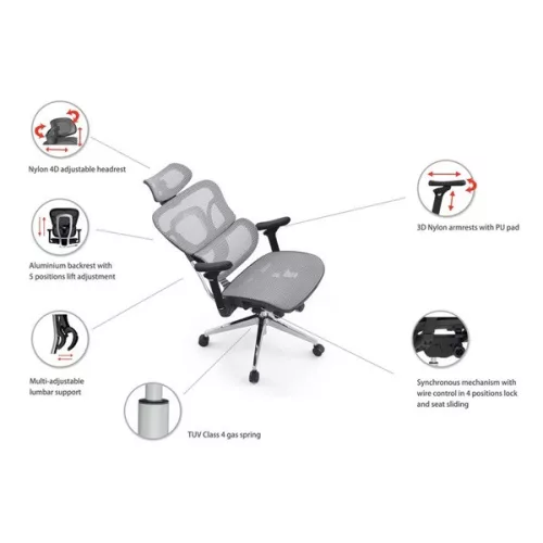 Equip Szék - 651052 (Premium, ergonomikus, Max teherbírás: 150kg, fekete/kék)