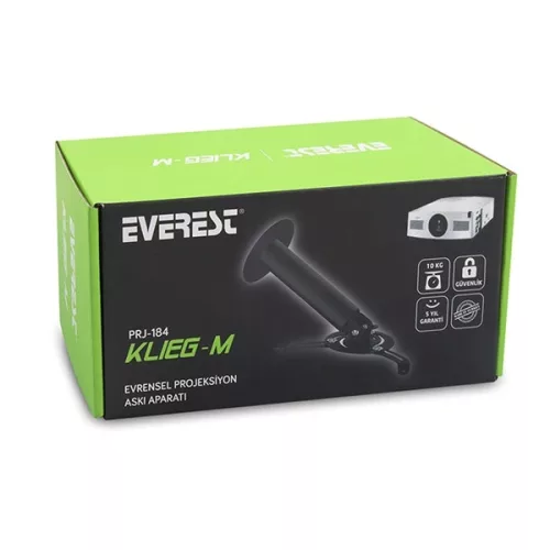 Everest Projektor Mennyezeti/Fali konzol - PRJ-184 (Dönthető. fekete, 20cm, 10kg teherbírás)