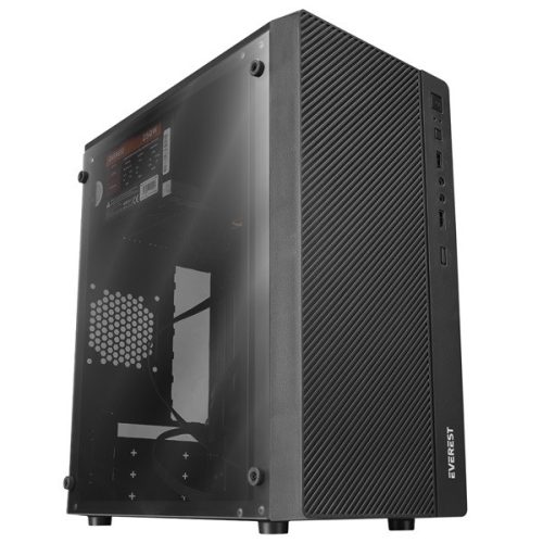 Everest Számítógépház - WARP Peak 250W (fekete; Micro ATX / MINI-ITX, 250W táp, 2xUSB2.0 )