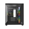 Rampage Számítógépház - LUMID (fekete; ablakos; BTF, mATX, Type-C, USB 3.0, alsó táp, 3x120mm A-RGB)