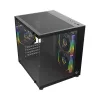 Rampage Számítógépház - LUMID (fekete; ablakos; BTF, mATX, Type-C, USB 3.0, alsó táp, 3x120mm A-RGB)
