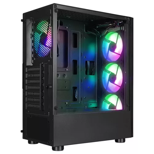 Rampage Számítógépház - SHIVA  (fekete; ablakos; ATX, alsó táp, 4x120mm LED)