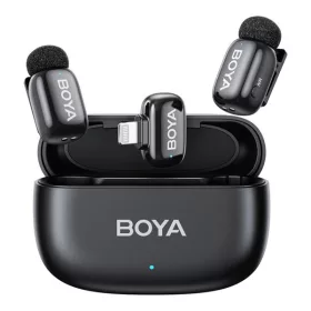   BOYA Mikrofon - mini 2-03 (Vezeték nélküli, AI zajszűrő, fekete, 2TX+1RX, Lightning)
