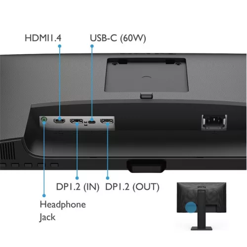 BenQ Monitor 23,8" - GW2485TC (IPS, 16:9, 1920x1080, 5ms, 250cd/m2, USB-C, HDMI, DP, Speaker, VESA, mag.áll)