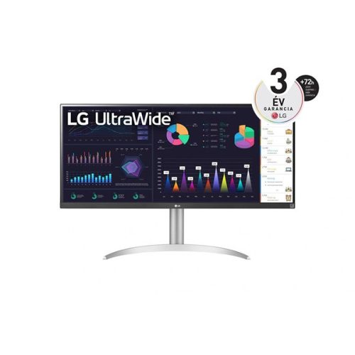 LG Monitor 34" - 34WQ650-W (IPS; 21:9; 2560x1080; 5ms; 400cd; HDMIx2, USB-C; HDR400; sRGB99%, Spkr., Mag.áll)