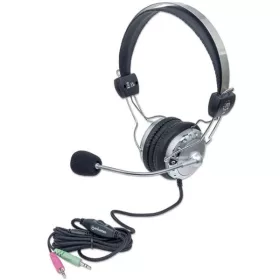   Manhattan Fejhallgató -  Sztereó fejhallgató, 2.5m vezeték, Fekete-ezüst