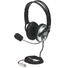   Manhattan Fejhallgató -  Sztereó fejhallgató, 2.5m vezeték, Over-ear Design, Fekete-ezüst